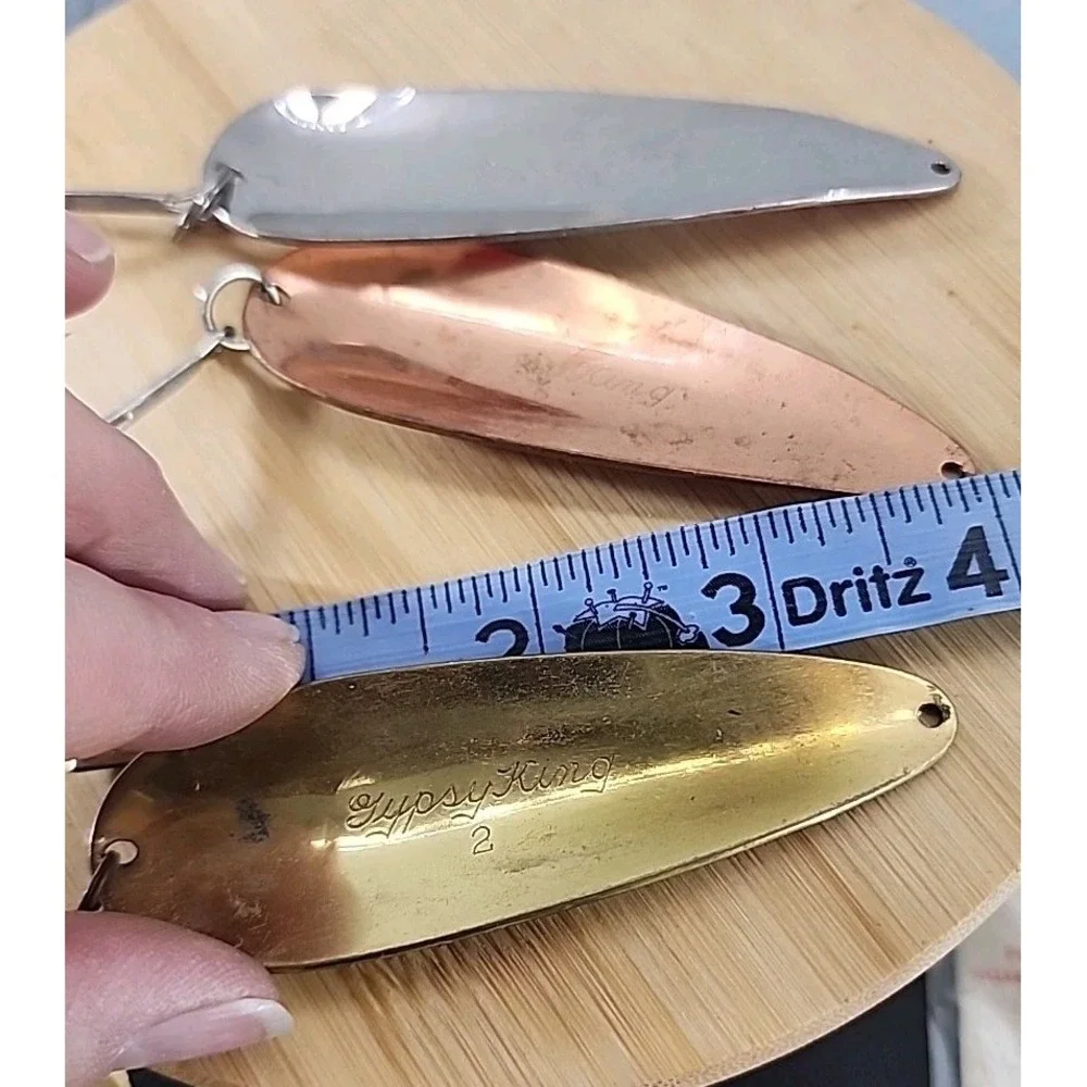 Set Of 3‎ Vintage Weller Gypsy King Fishing Spoons Lures Red White And Brass